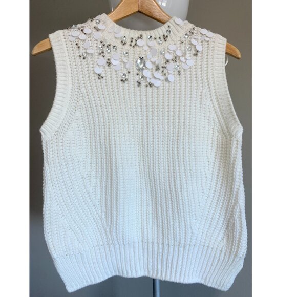 H&M Women Cut out Sweater Sleeveless Vest White Size Small:Good as New - Picture 2 of 7